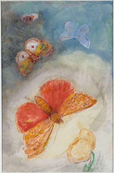 Fjärilar och blomma av Odilon Redon