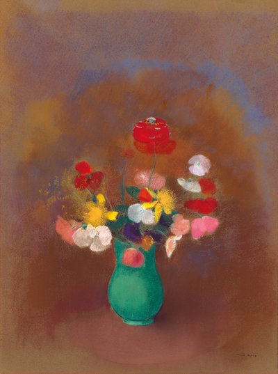 Vallmo i grön vas; Vallmo i grön vas, ca 1910 av Odilon Redon
