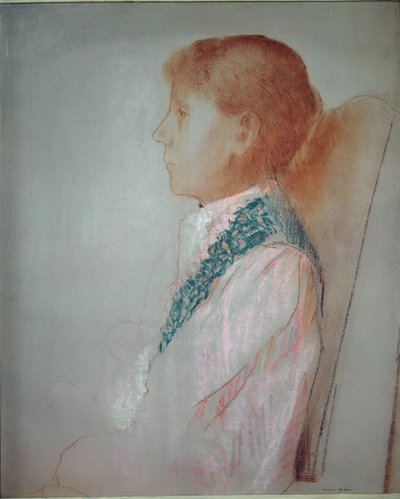 Porträtt av Madame Odilon Redon - Pastell av Odilon Redon