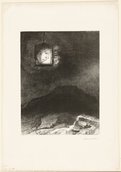 Precarious Glimmering, a Head Suspended from Infinity, plåt 3 av 6 av Odilon Redon
