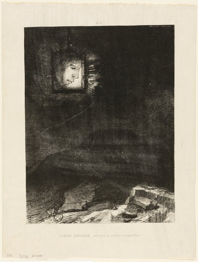 Precarious Glimmering, a Head Suspended from Infinity, plåt 3 av 6 av Odilon Redon