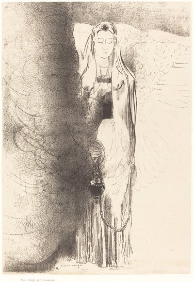 Sedan tog ängeln rökelsekaret (Och ängeln tog rökelsekaret) av Odilon Redon