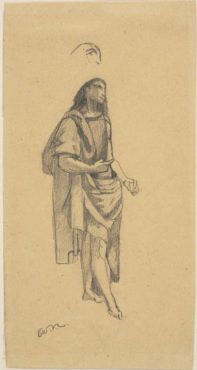 Sankt Johannes Döparen, med skiss av huvud av Odilon Redon