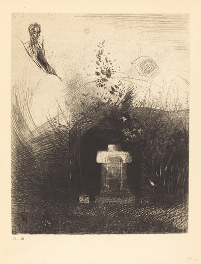 Om en nära mörk natt en god kristen, av välgörenhet, bakom någon gammal ruin, begraver din välvda kropp av Odilon Redon