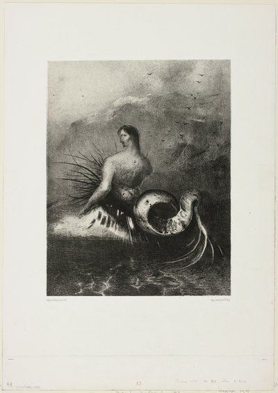 Siren Coming out of the Waves, Dressed in Flames, tallrik 4 av 8 från "Les Origines" av Odilon Redon