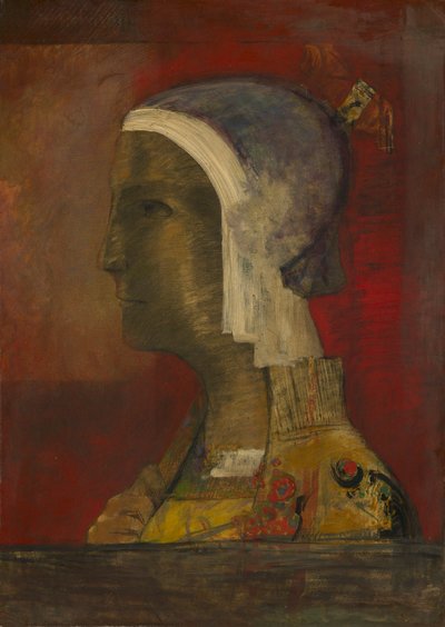 Symboliskt huvud, ca. 1890. av Odilon Redon