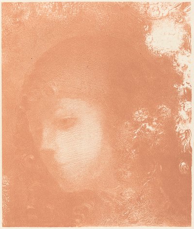 Huvud av ett barn med blommor av Odilon Redon