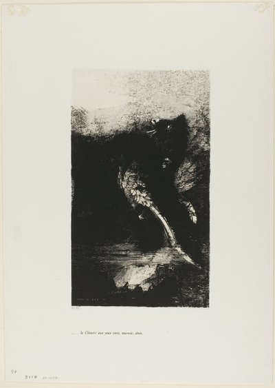 The Chimera with Green eyes Turns, Bays, tallrik 7 från The Temptation of Saint Anthony (1:a serien) av Odilon Redon