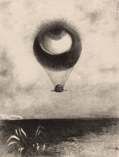 The Eye, Like a Strange Balloon Moves Towards Infinity, tallrik ett från To Edgar Poe av Odilon Redon
