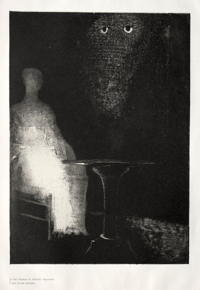 The Haunted House: Jag fortsatte att stirra på stolen och trodde att jag såg en blekblå..., 1896. av Odilon Redon