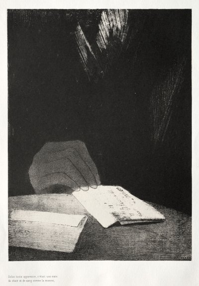 The Haunted House: It Was a Hand, seemingly as much of Flesh and Blood as My Own, 1896. av Odilon Redon