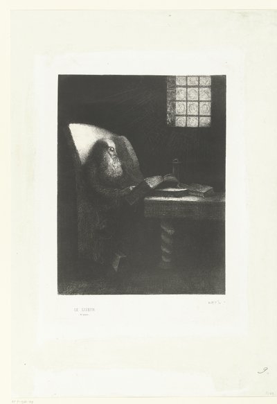 The Reader, 1892 (tryckt) av Odilon Redon