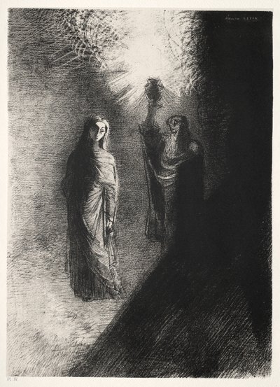 The Temptation of Saint Anthony First Series: He Raises the Bronze Urn, 1888. av Odilon Redon