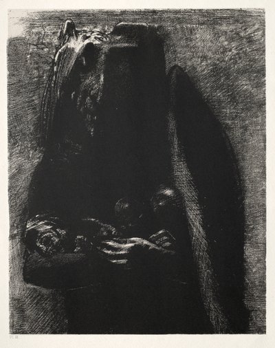 The Temptation of Saint Anthony First Series: It Is the Devil, Bearing Beneath His Two Wings, 1888. av Odilon Redon