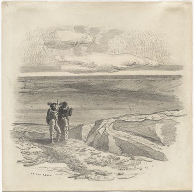 Två gestalter i ett landskap av Odilon Redon