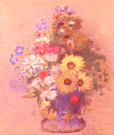 Vas med blommor (pastell ombord) av Odilon Redon