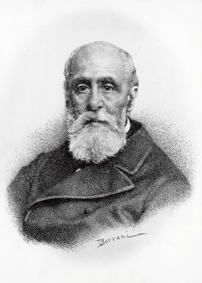 Porträtt av Giovanni Ruffini (1807-1881), italiensk poet och patriot, litografi efter teckning av Odoardo Borrani (1833-1905) av Odoardo Borrani