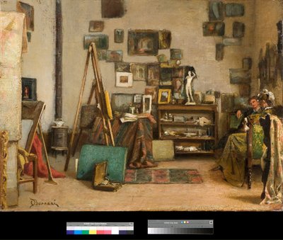 Verkstaden Målning av Odoardo Borrani (1833-1905) 1885 Privatsamling av Odoardo Borrani