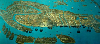 Plan över Venedig (akvarell på papper) av Odoardo Fialetti