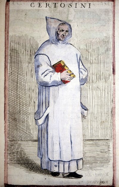 Religiös ordning: Kartusian. 1500-talsgravyr. av Odoardo Fialetti