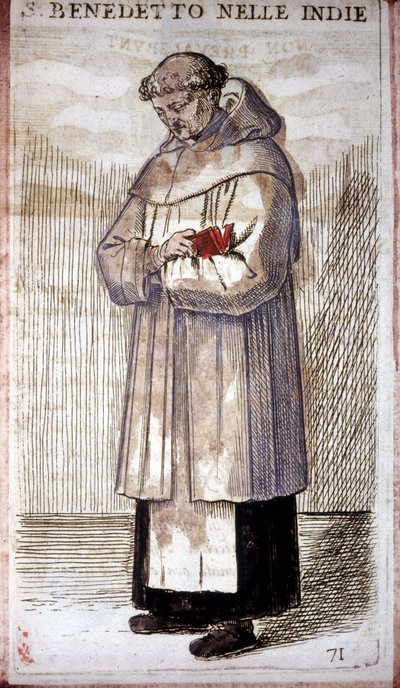 Religiös ordning: en benediktinermunk. Gravyr i O. Fialetti. 1500-talet. av Odoardo Fialetti