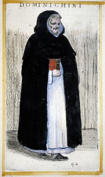 Religiös orden: en dominikanermunk. Gravyr i O. Fialetti. 1500-talet. av Odoardo Fialetti