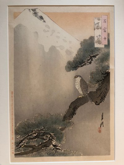 Lyckodröm med berget Fuji och en hök av Ogata Gekko