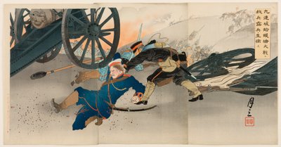 九連城でのハモタンの大戦闘中、私たちの軍隊はロシア人捕虜スウェーデン人を捕らえます av Ogata Gessan