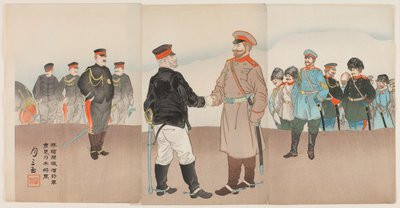 The Raising of the Siege of Port Arthur: General Stossel-möte med general Nogi av Ogata Gessan