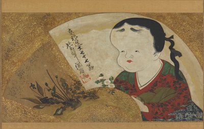 Uzume Okame och blommor, 1700-1800-talet. av Ogata Kenzan