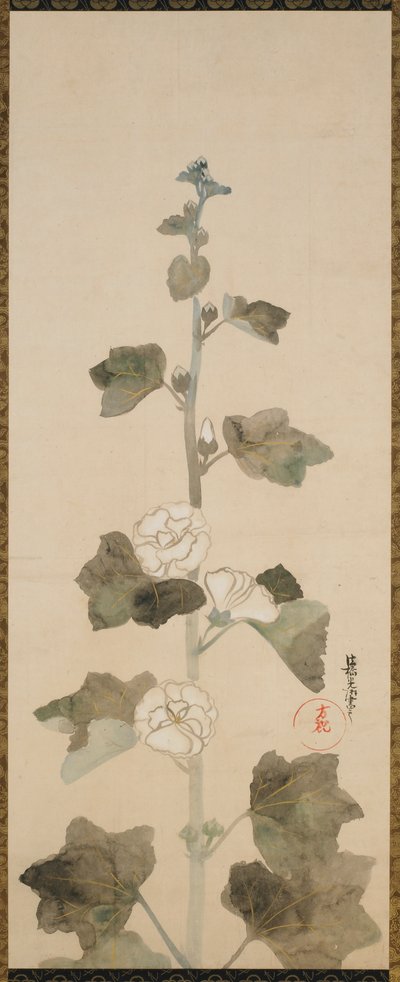 Vita stockrosor, Edo-period, sent 1600-tidigt 1700-tal. av Ogata Korin