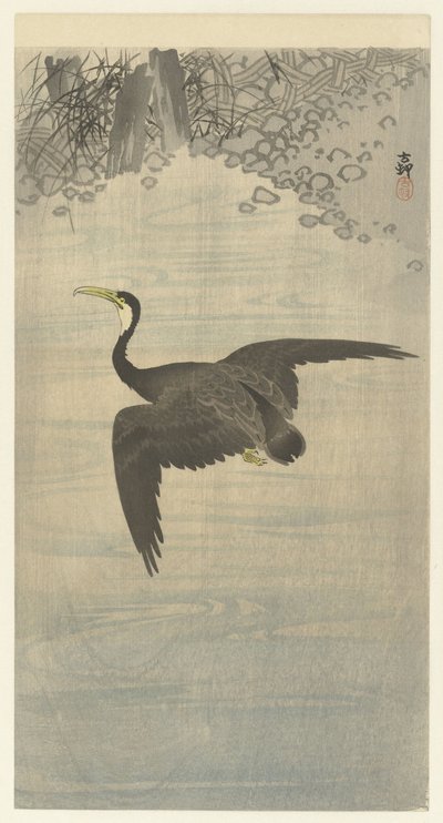 skarv i flykt av Ohara Koson