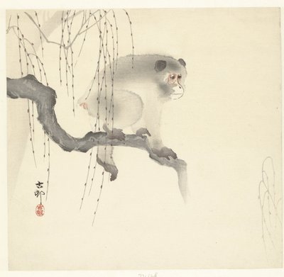 Apa på trädgren av Ohara Koson