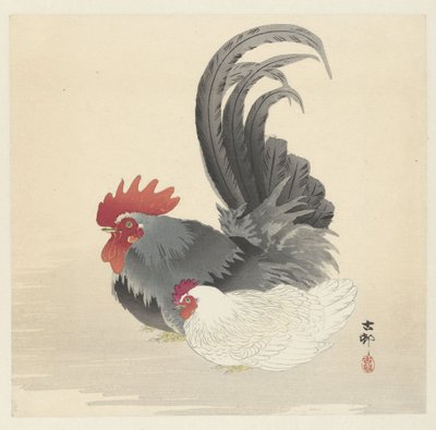 Kyckling och Tupp av Ohara Koson