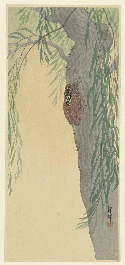 Cikada på ett träd av Ohara Koson