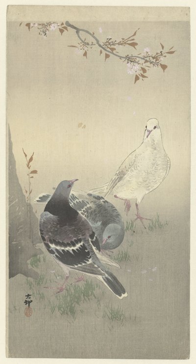 Tre tama duvor av Ohara Koson