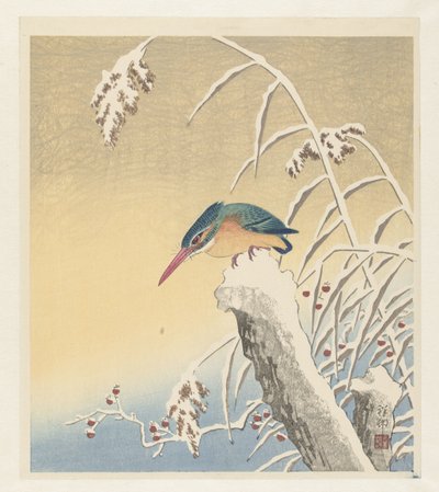 Kungsfiskare i snön av Ohara Koson