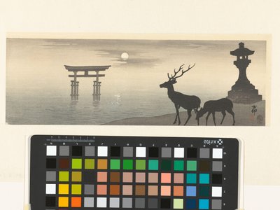 Landskap med torii och rådjur av Ohara Koson