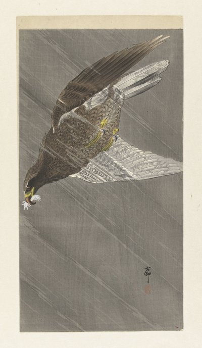 Nedåtgående flygande örn av Ohara Koson
