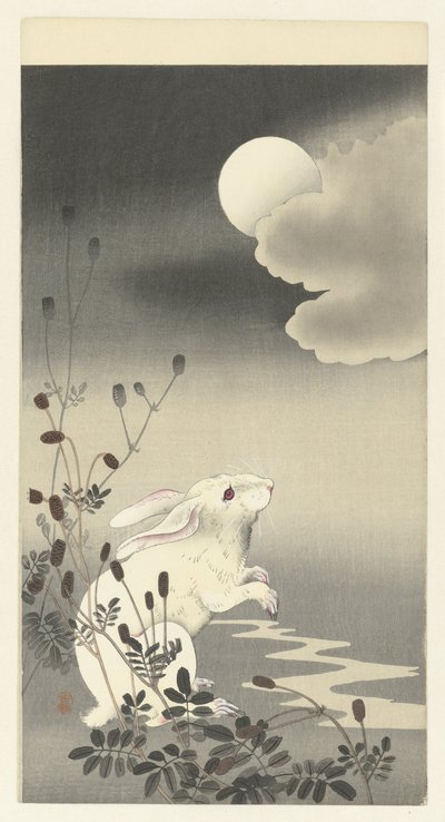 Kanin under en fullmåne av Ohara Koson
