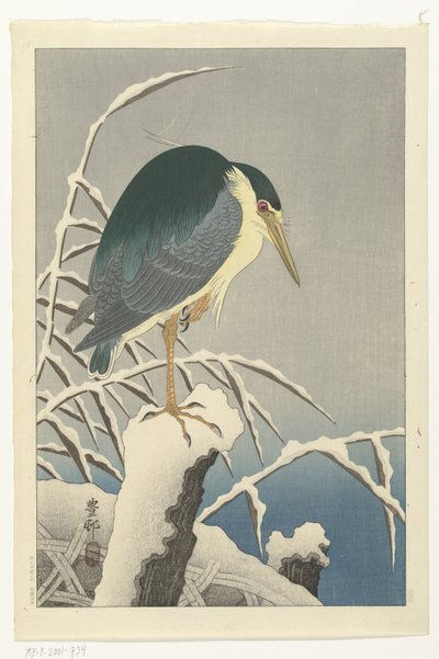 Häger i snö av Ohara Koson