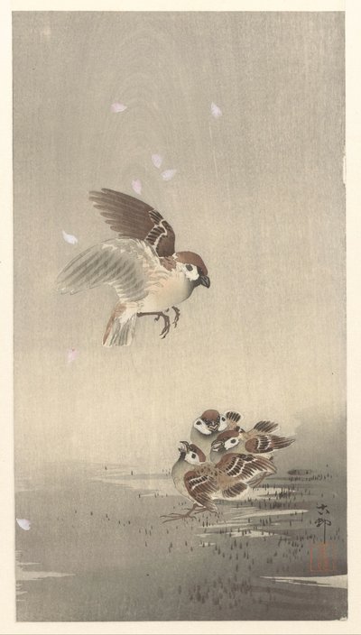 Ringmus med pojke av Ohara Koson