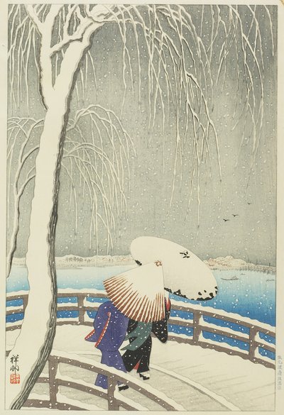 Snow at Yanagibashi, 1927 av Ohara Koson