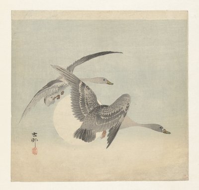 Två visgäss på flykt av Ohara Koson