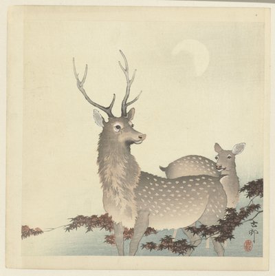 Två rådjur av Ohara Koson
