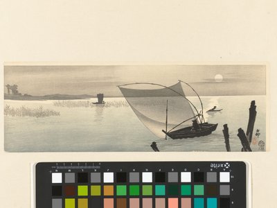 Fiskebåtar vid fullmåne av Ohara Koson