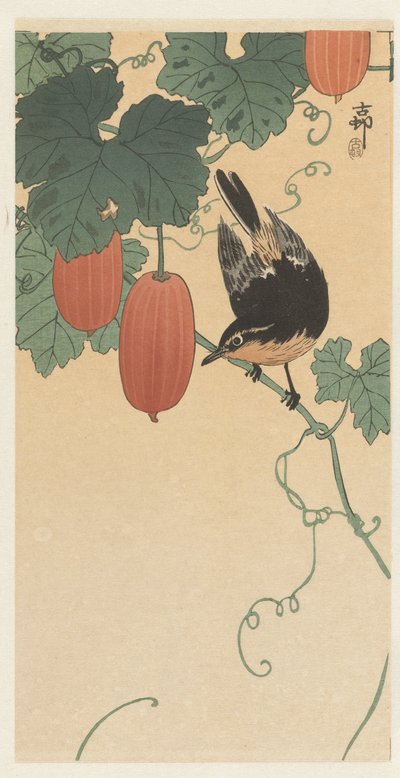 Fågel och kaki av Ohara Koson