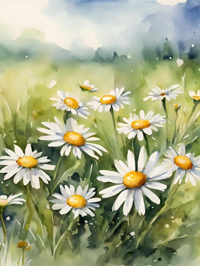 Ett fält fullt av blommande prästkragar av Ohkimiko