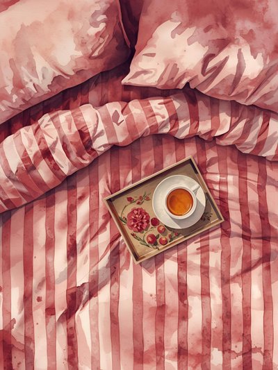 Mysig morgonte-säng av Ohkimiko