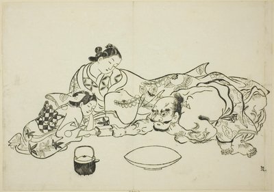 En kraftprövning, nej. 9 från en serie om 12 tryck av Okumura Masanobu